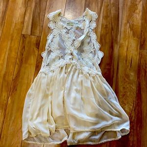 Boho cream crotchet and silk flow shirt